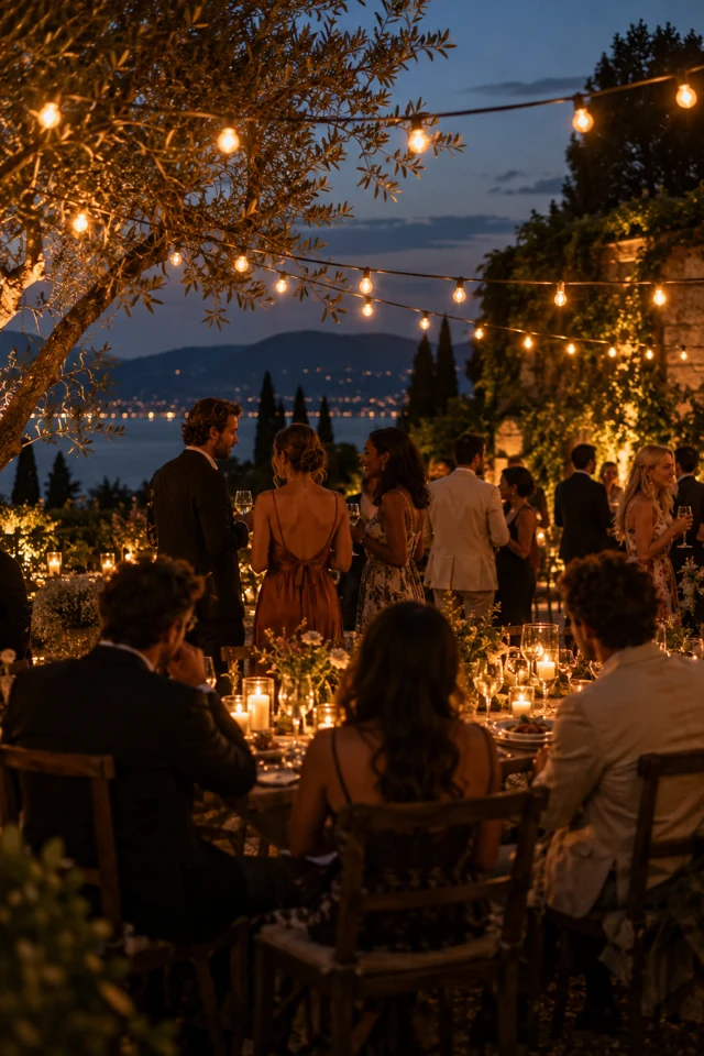 Celebración privada con luces cálidas